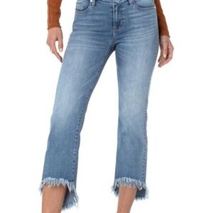 Liverpool Light Blue Cropped Jeans with Frayed Hem